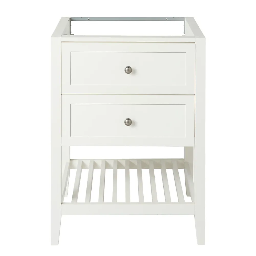 GoodHome Meuble sous vasque à poser 2 tiroirs 1 niche blanc mat l.60 cm, Perma