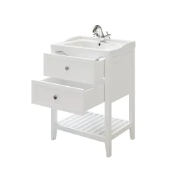 GoodHome Meuble sous vasque à poser 2 tiroirs 1 niche blanc mat l.60 cm, Perma
