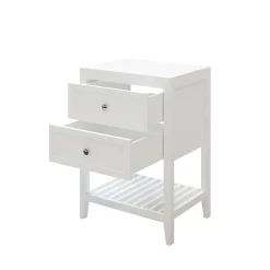 GoodHome Meuble sous vasque à poser 2 tiroirs 1 niche blanc mat l.60 cm, Perma