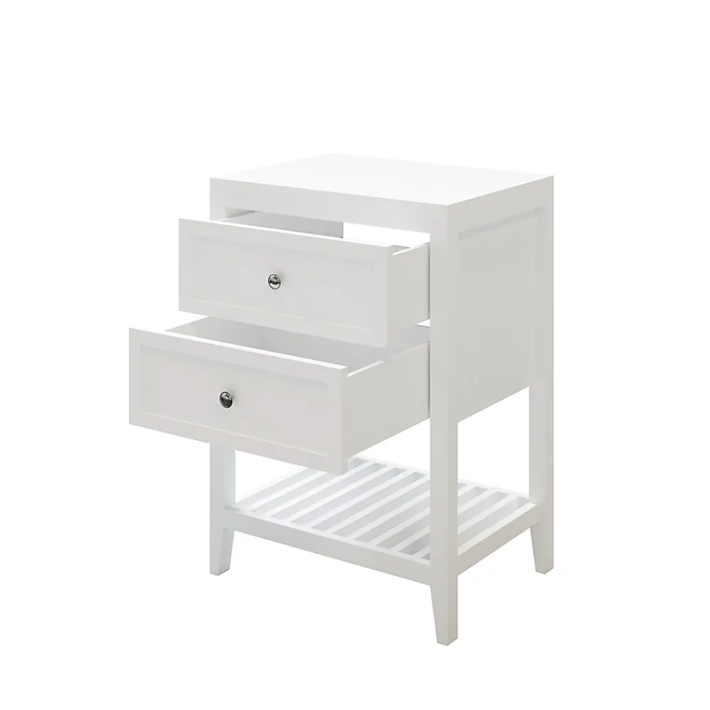 GoodHome Meuble sous vasque à poser 2 tiroirs 1 niche blanc mat l.60 cm, Perma