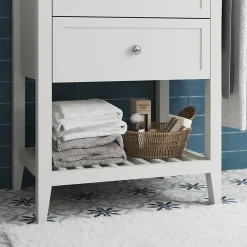 GoodHome Meuble sous vasque à poser 2 tiroirs 1 niche blanc mat l.60 cm, Perma