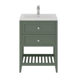 GoodHome Meuble sous vasque à poser l.60 cm vert + plan vasque Nira, Perma
