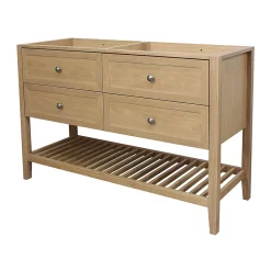 GoodHome Meuble sous vasque à poser 4 tiroirs placage chêne l.120 x H.80,6 x P.45 cm, Perma