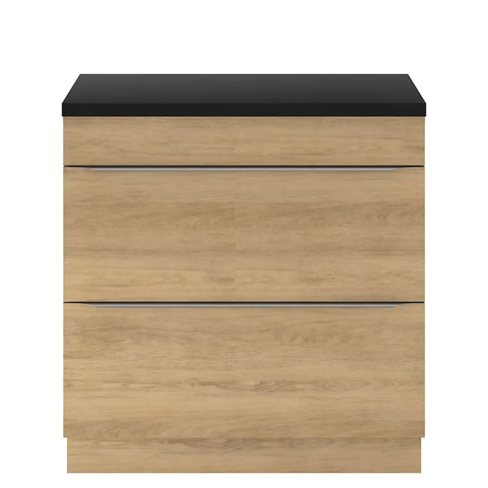 GoodHome Meuble sous vasque à poser effet chêne l.80 x H.60 x P.45 cm, Imandra