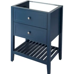 Meuble Buanderie|GoodHome Meuble sous vasque à poser 2 tiroirs bleu mat l.60 cm, Perma