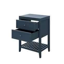 Meuble Buanderie|GoodHome Meuble sous vasque à poser 2 tiroirs bleu mat l.60 cm, Perma