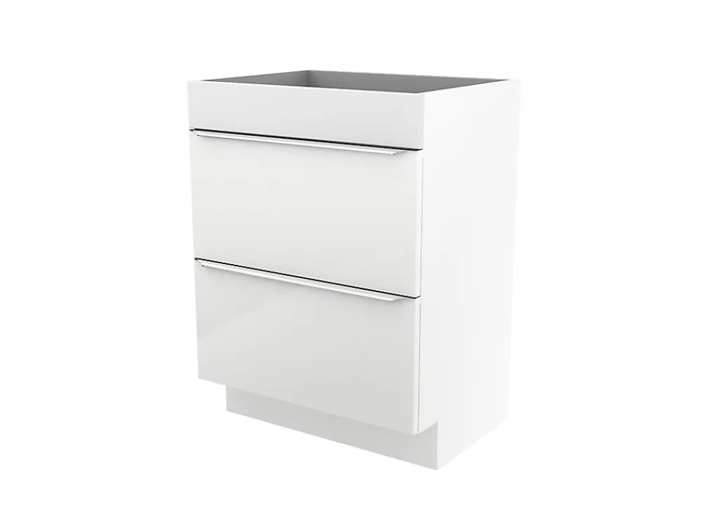 GoodHome Meuble sous vasque à poser blanc brillant l.60 x H.82 x P.45 cm, Imandra