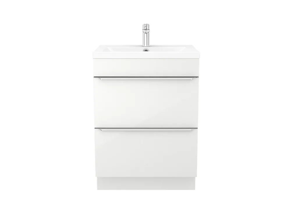 GoodHome Meuble sous vasque à poser blanc brillant l.60 x H.82 x P.45 cm, Imandra