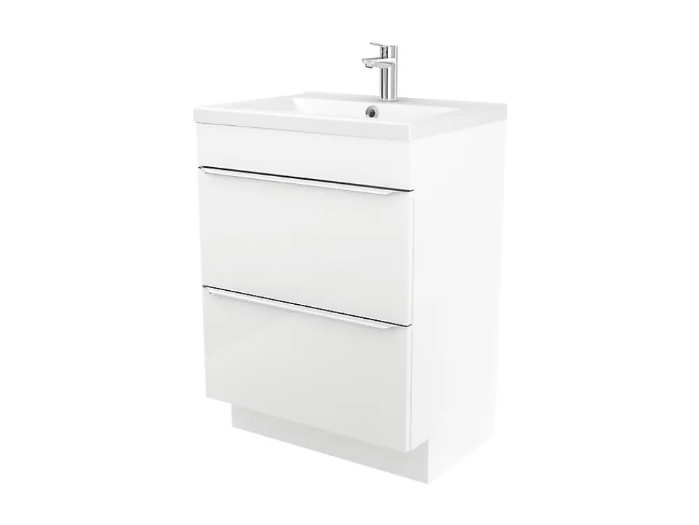 GoodHome Meuble sous vasque à poser blanc brillant l.60 x H.82 x P.45 cm, Imandra