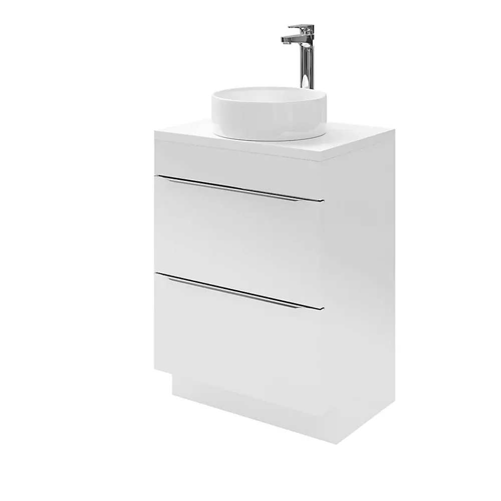 GoodHome Meuble sous vasque à poser blanc brillant l.60 x H.82 x P.45 cm, Imandra