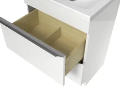 GoodHome Meuble sous vasque à poser blanc brillant l.60 x H.82 x P.45 cm, Imandra