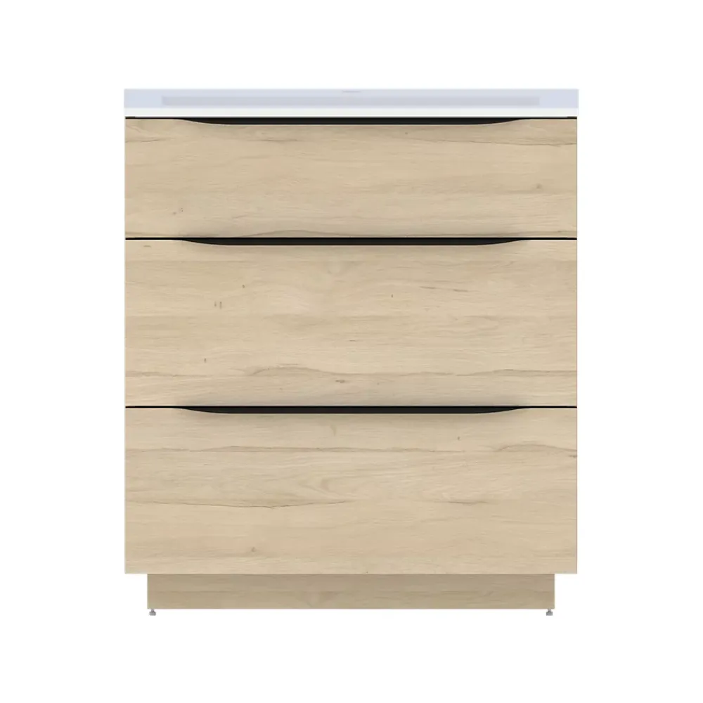 Meuble Buanderie|Meuble Sous-Vasque| Meuble sous vasque à poser effet bois l.80 x H.88 x P.50 cm, Pamili
