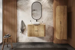 Meuble Vasque|Furnidea Meuble sous vasque à suspendre GLAMOUR CHÊNE CRAFT D'OR 120 cm