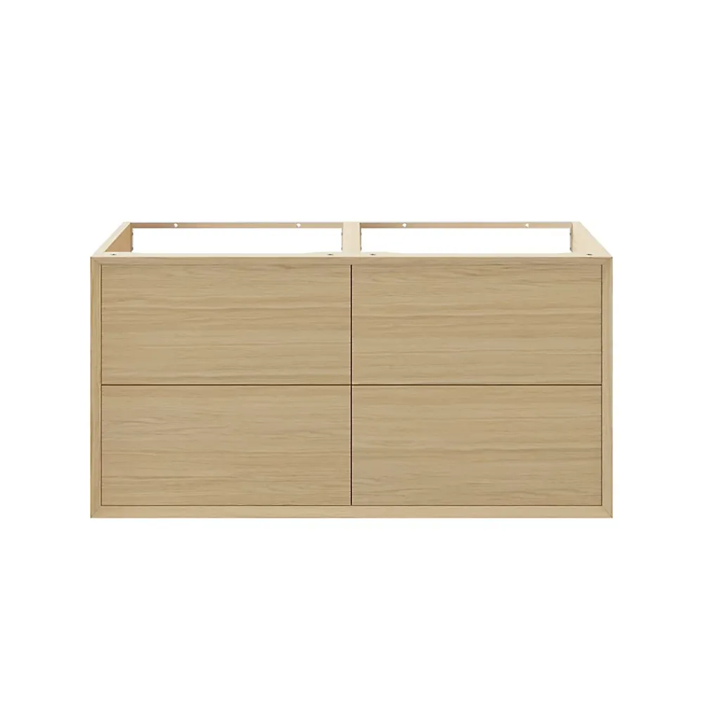 GoodHome Meuble sous vasque à suspendre Avela placage chêne 120 cm