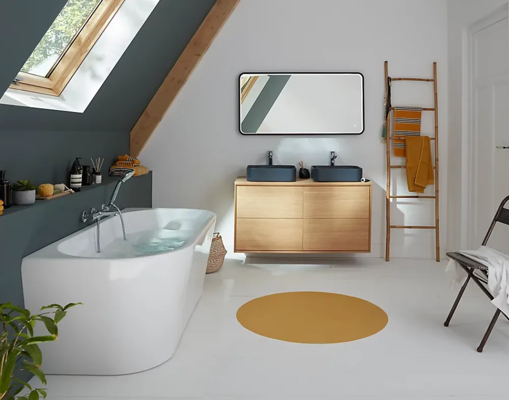 GoodHome Meuble sous vasque à suspendre Avela placage chêne 120 cm