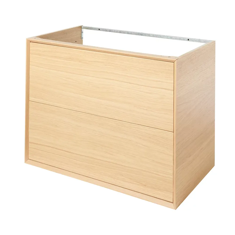 Meuble Buanderie|Meuble Sous-Vasque|GoodHome Meuble sous vasque à suspendre Avela placage chêne 80 cm