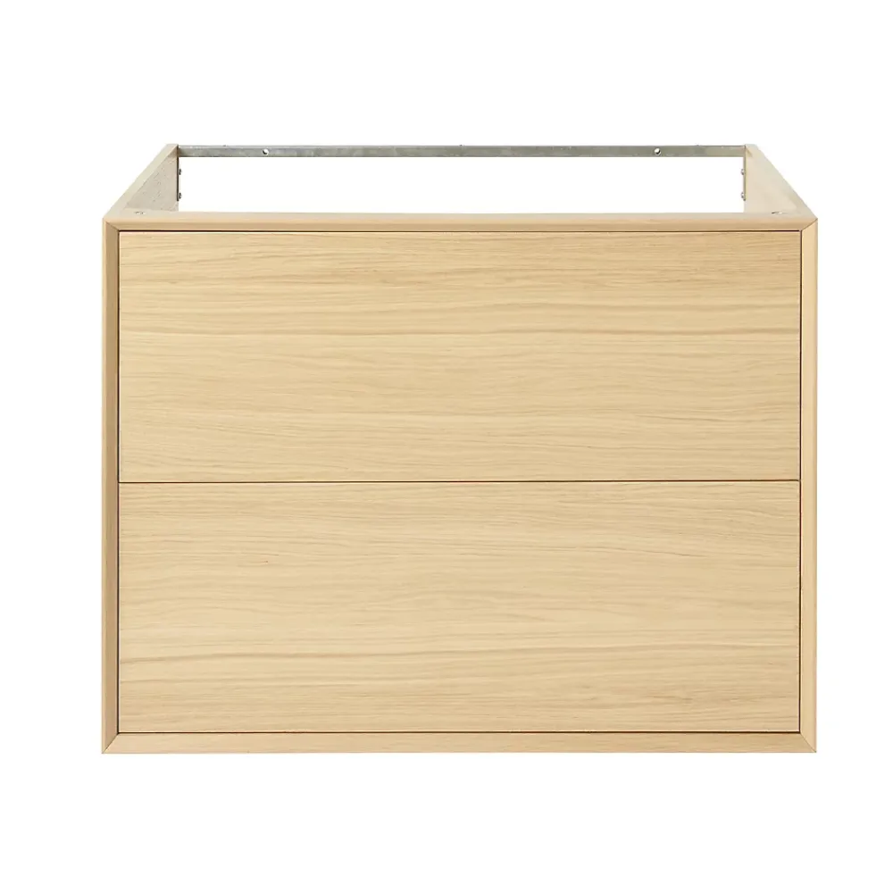 Meuble Buanderie|Meuble Sous-Vasque|GoodHome Meuble sous vasque à suspendre Avela placage chêne 80 cm