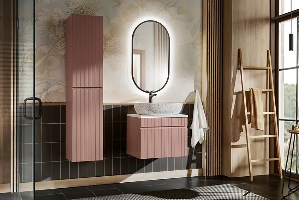Furnidea Meuble sous vasque à suspendre ICONIC rose 60 cm