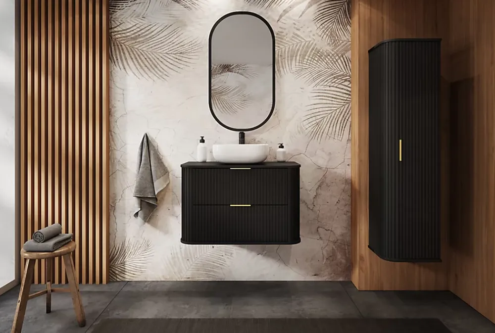 Furnidea Meuble sous vasque à suspendre GLAMOUR NOIR 60 cm
