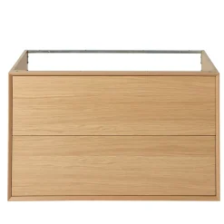 GoodHome Meuble sous vasque à suspendre Avela placage chêne 100 cm