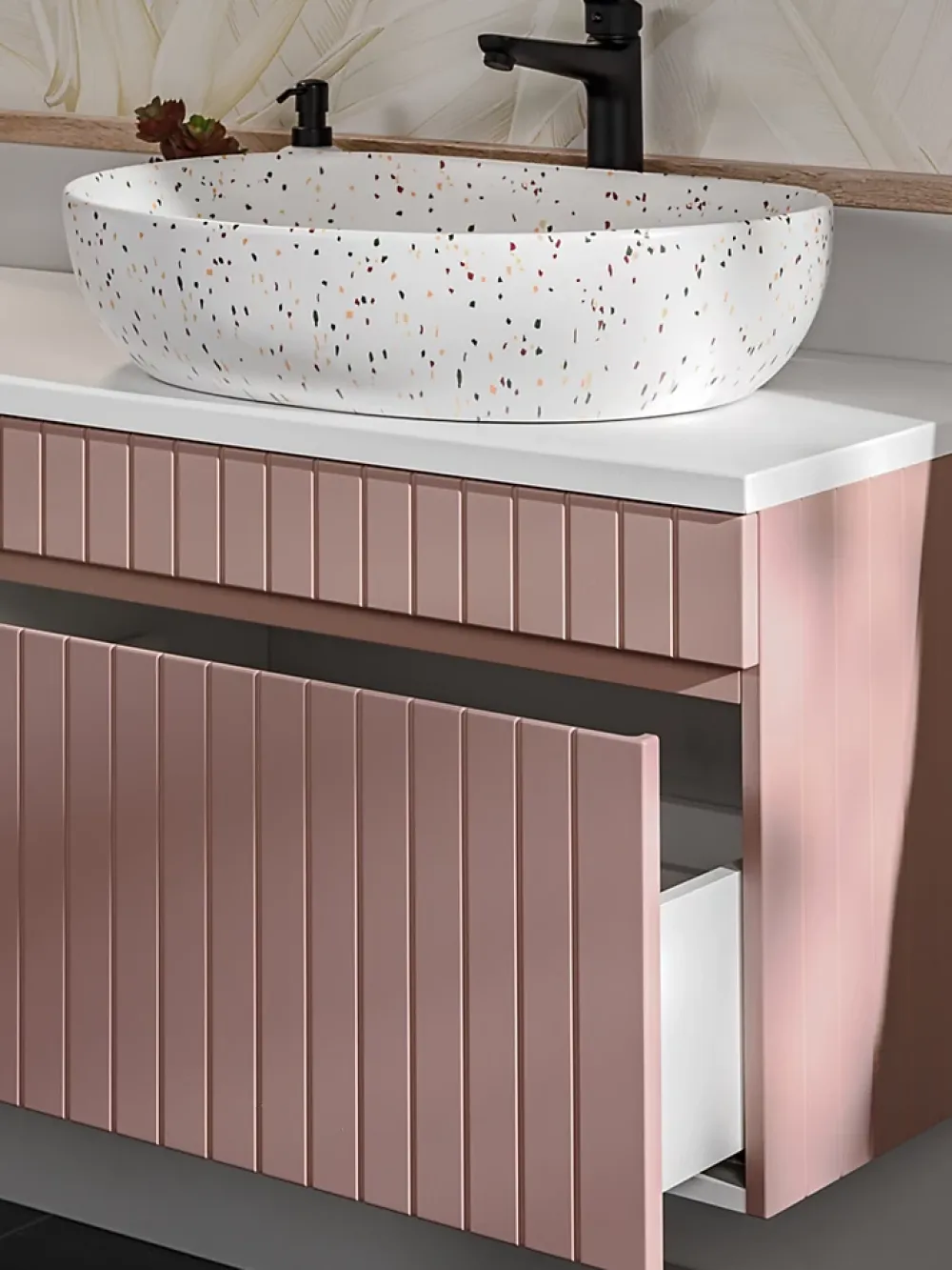 Meuble Sous Lavabo|Furnidea Meuble sous vasque à suspendre ICONIC rose 100 cm