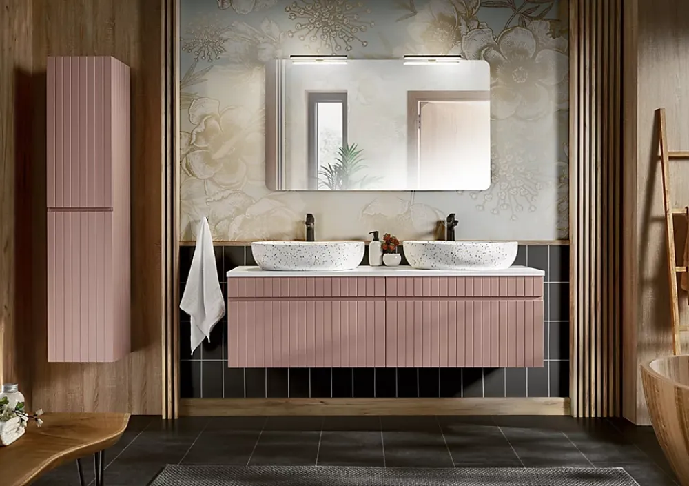 Meuble Sous Lavabo|Furnidea Meuble sous vasque à suspendre ICONIC rose 100 cm