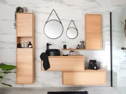 Meuble Buanderie|GoodHome Meuble sous vasque à suspendre Avela placage chêne 100 cm + plans de toilette Avela vendu par 2