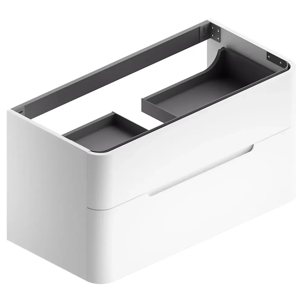 Meuble sous vasque à suspendre Alba blanc mat version centre L. 104 x H. 55 x P. 50,5 cm