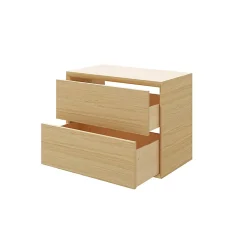 GoodHome Meuble sous vasque à suspendre Avela placage chêne 80 cm + plan de toilette Avela