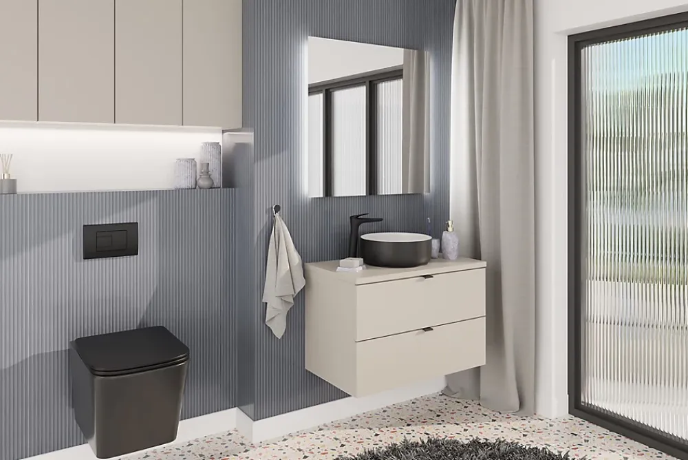 Furnidea Meuble sous vasque à suspendre DALIA CACHEMIRE 80 cm
