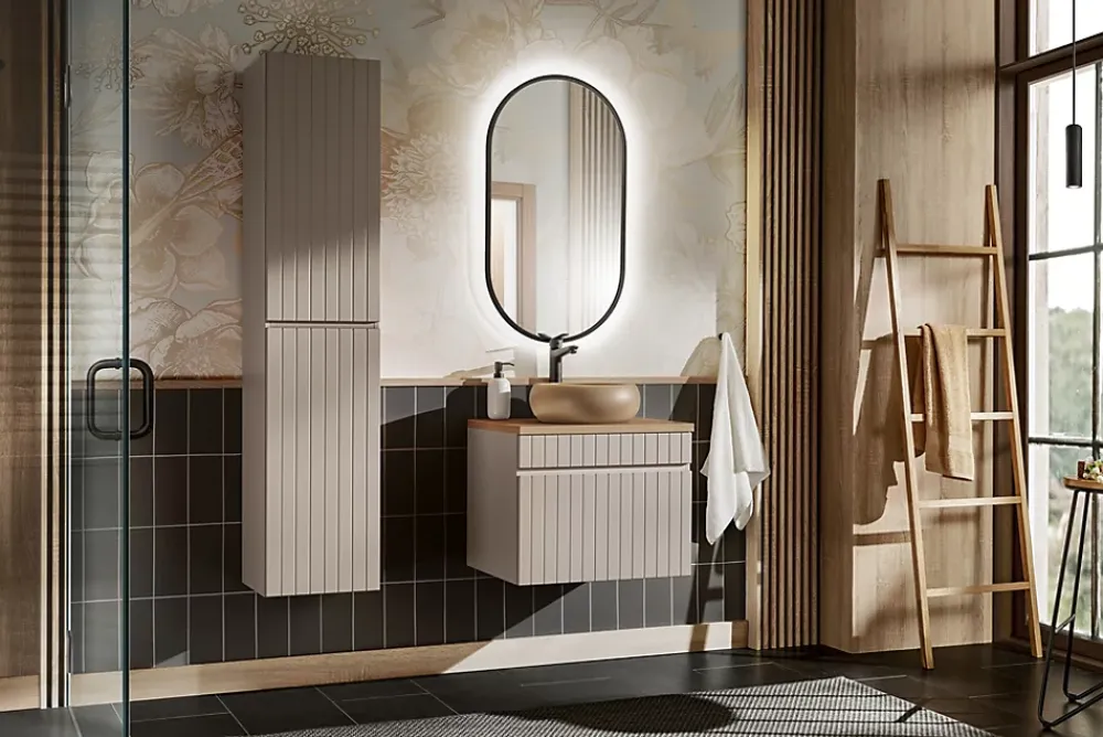 Meuble Sous Lavabo|Furnidea Meuble sous vasque à suspendre ICONIC CASHEMIRE 80 cm