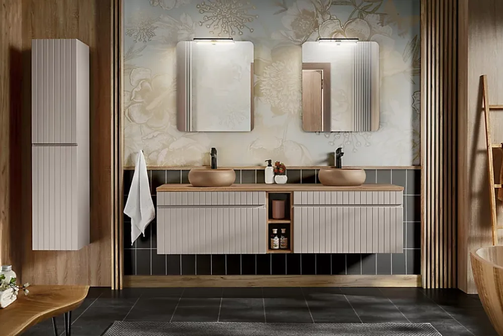 Meuble Sous Lavabo|Furnidea Meuble sous vasque à suspendre ICONIC CASHEMIRE 80 cm