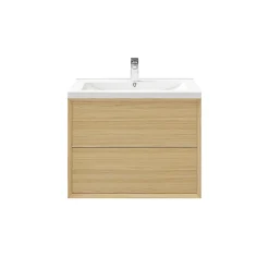 Meuble Vasque|GoodHome Meuble sous vasque à suspendre Avela placage chêne 80 cm + plan vasque Nira
