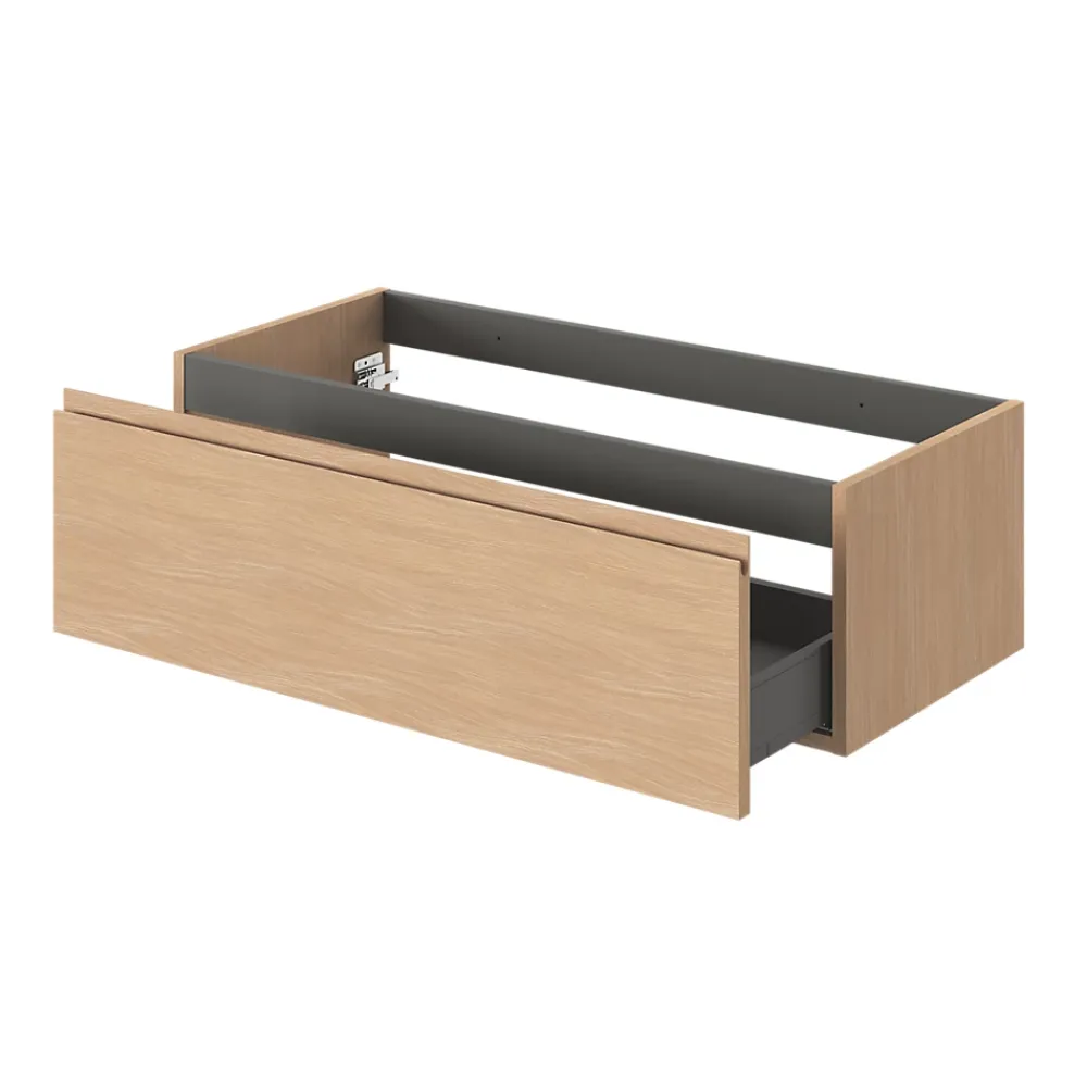 GoodHome Meuble sous vasque 1 tiroir avec poignée intégrée l.100 x H.30 x P.45 cm effet chêne Kentia