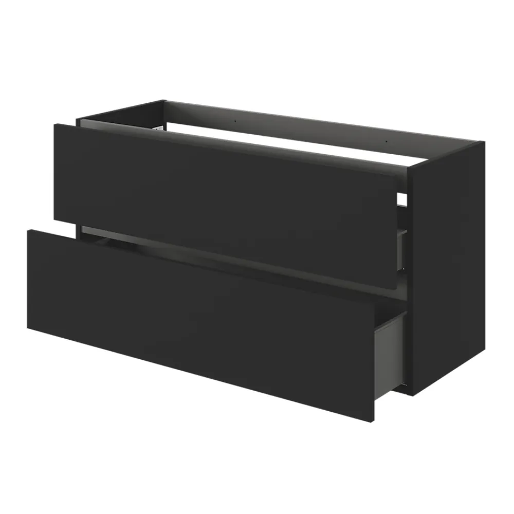 GoodHome Meuble sous vasque 2 tiroirs sans poignées l.120 x H.60 x P.45 cm noir mat Kentia