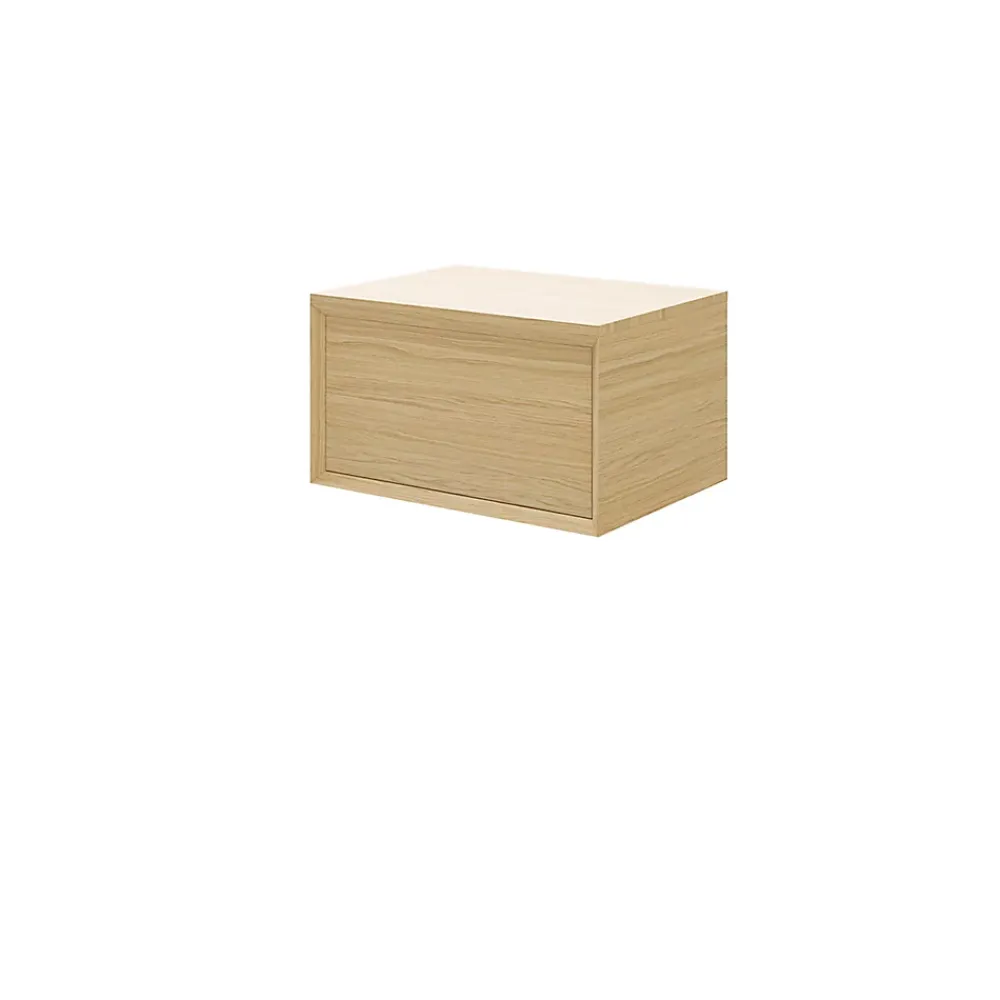 GoodHome Meuble sous vasque 1 tiroir à suspendre Avela placage chêne 60 cm + plan de toilette Avela
