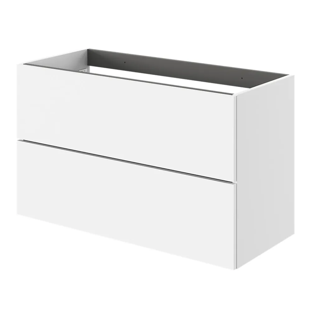 GoodHome Meuble sous vasque 2 tiroirs sans poignées l.100 x H.60 x P.45 cm blanc mat Kentia