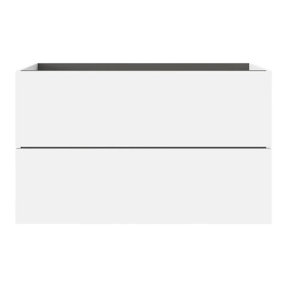 GoodHome Meuble sous vasque 2 tiroirs sans poignées l.100 x H.60 x P.45 cm blanc mat Kentia