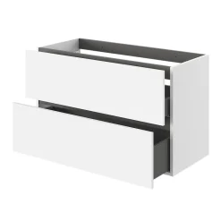 GoodHome Meuble sous vasque 2 tiroirs sans poignées l.100 x H.60 x P.45 cm blanc mat Kentia