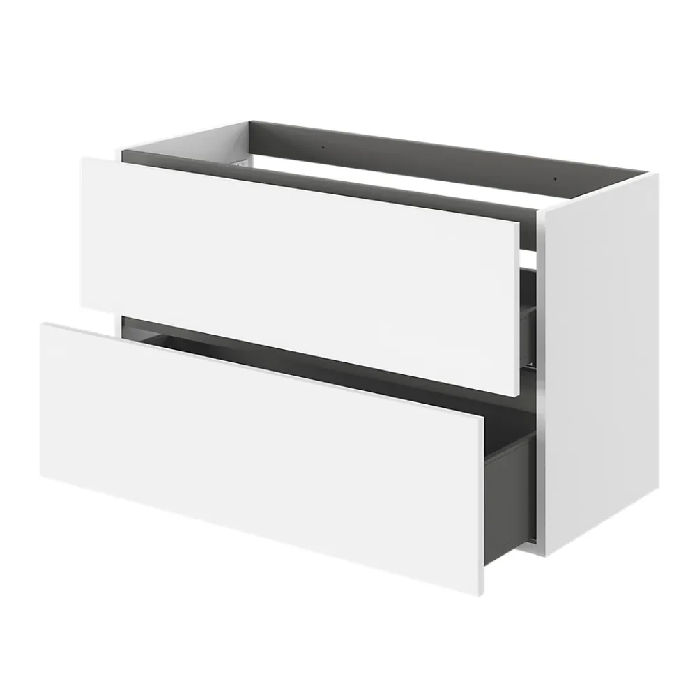 GoodHome Meuble sous vasque 2 tiroirs sans poignées l.100 x H.60 x P.45 cm blanc mat Kentia