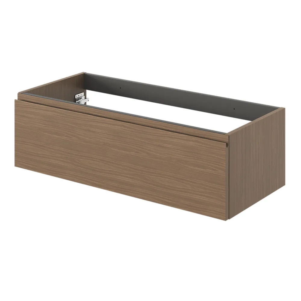 GoodHome Meuble sous vasque 1 tiroir avec poignée intégrée l.100 x H.30 x P.45 cm effet noyer Kentia
