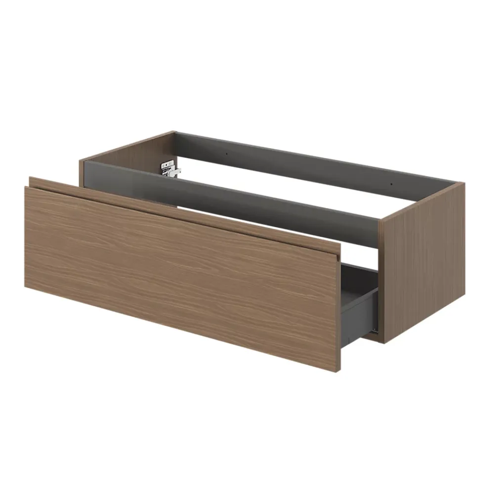 GoodHome Meuble sous vasque 1 tiroir avec poignée intégrée l.100 x H.30 x P.45 cm effet noyer Kentia