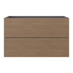 Meuble Sous-Vasque|GoodHome Meuble sous vasque 2 tiroirs sans poignées l.100 x H.60 x P.45 cm effet noyer Kentia