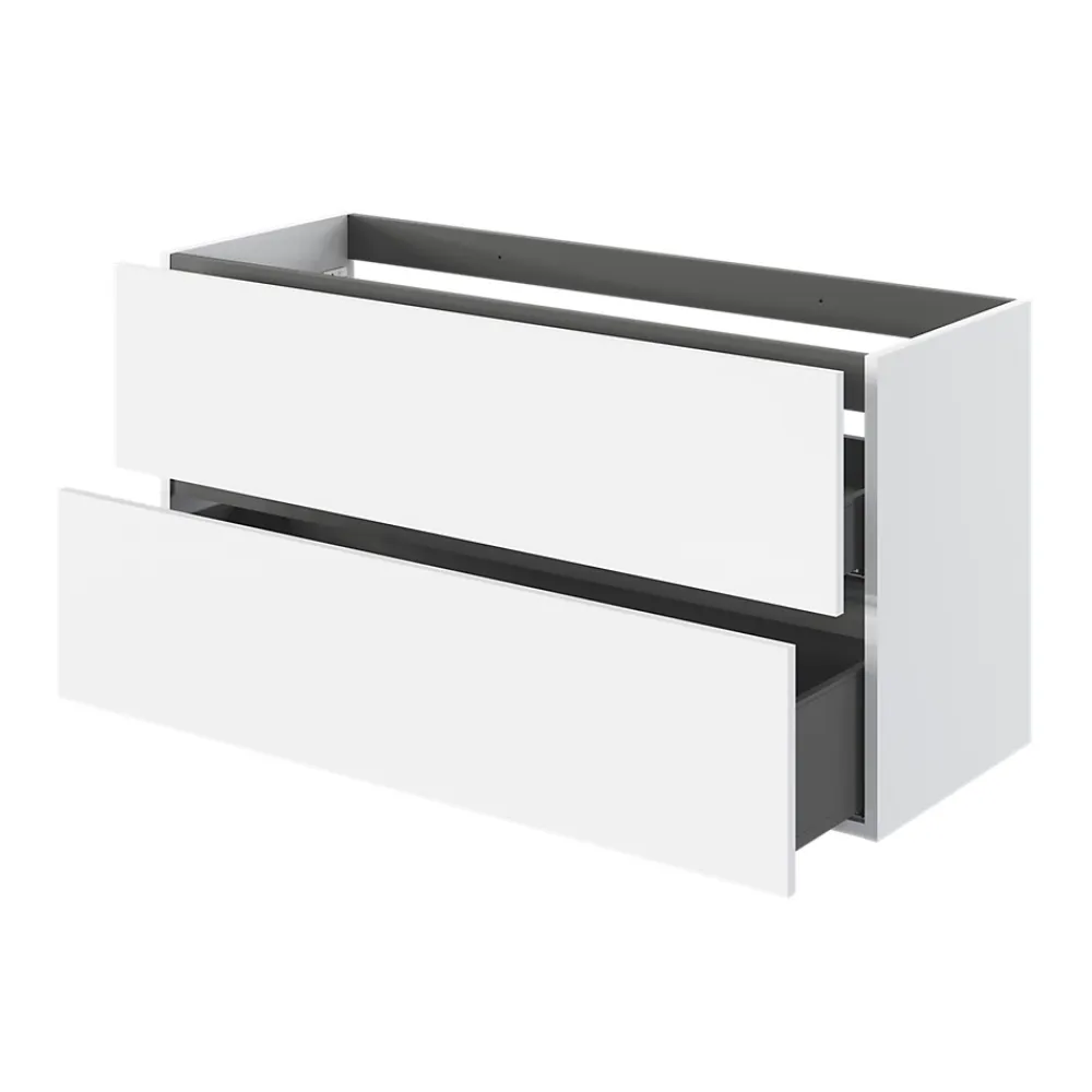 Meuble Sous-Vasque|GoodHome Meuble sous vasque 2 tiroirs sans poignées l.120 x H.60 x P.45 cm blanc mat Kentia