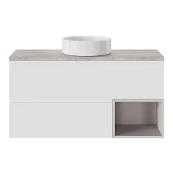 Meuble Sous-Vasque|GoodHome Meuble sous vasque 1 tiroir avec poignée intégrée l.80 x H.30 x P.45 cm blanc mat Kentia