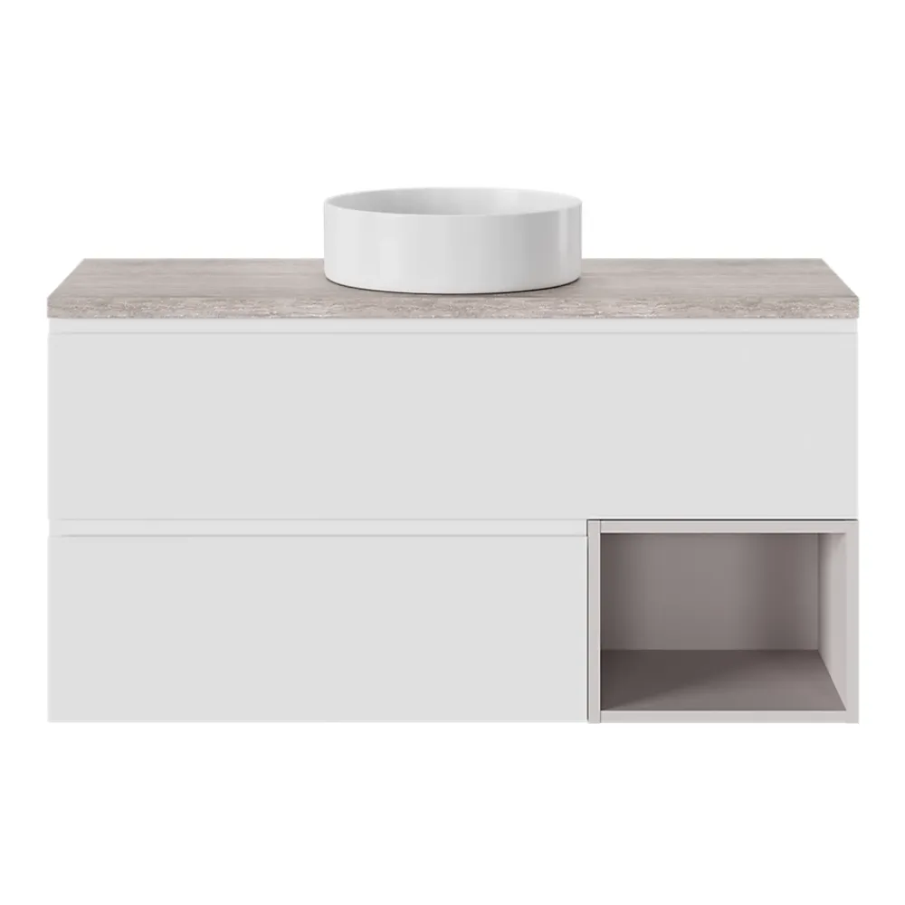 Meuble Sous-Vasque|GoodHome Meuble sous vasque 1 tiroir avec poignée intégrée l.80 x H.30 x P.45 cm blanc mat Kentia