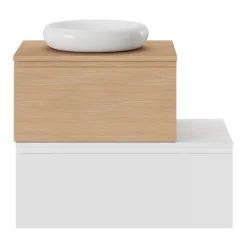 Meuble Sous-Vasque|GoodHome Meuble sous vasque 1 tiroir avec poignée intégrée l.80 x H.30 x P.45 cm blanc mat Kentia