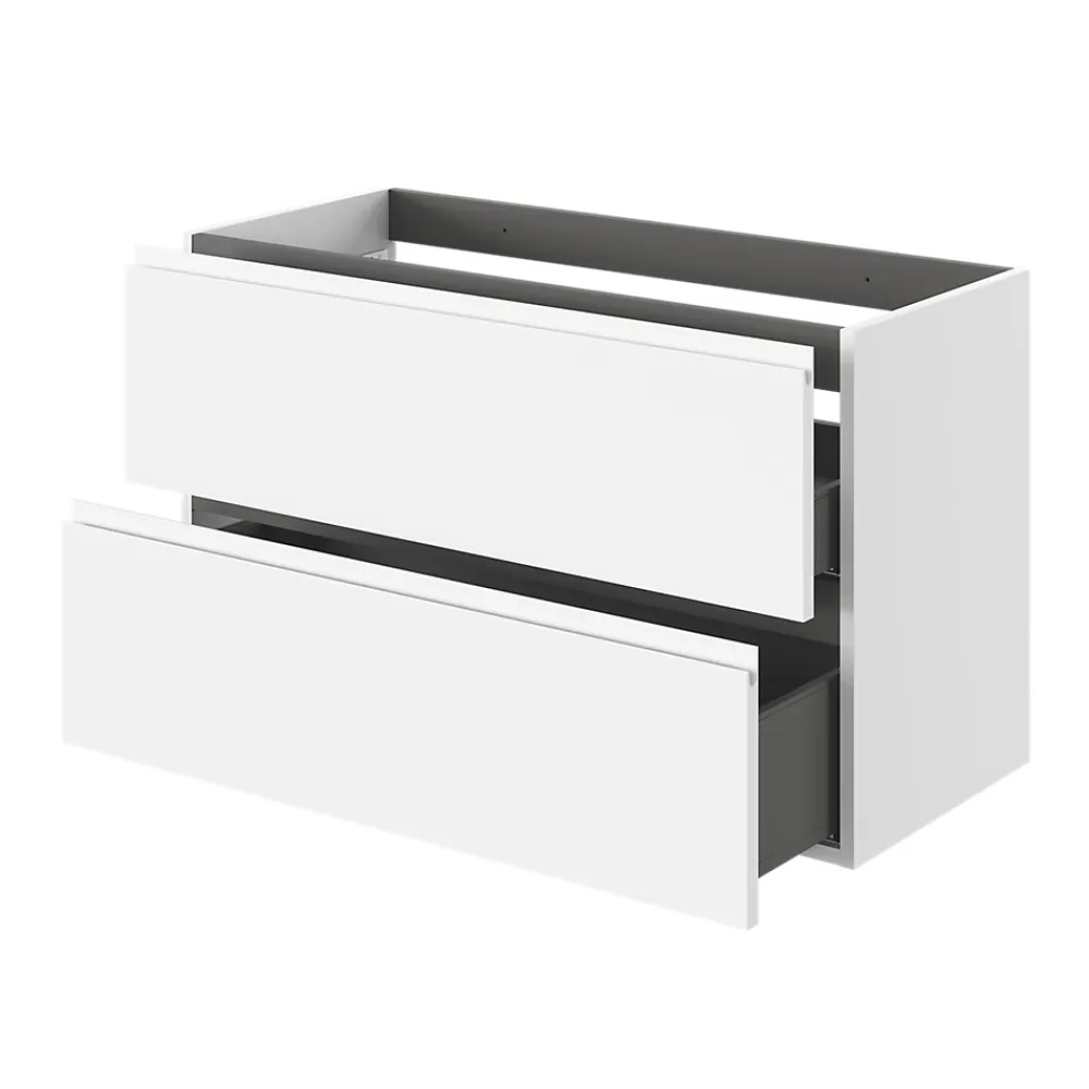 Meuble Sous-Vasque|GoodHome Meuble sous vasque 2 tiroirs avec poignées intégrées l.100 x H.60 x P.45 cm blanc mat Kentia