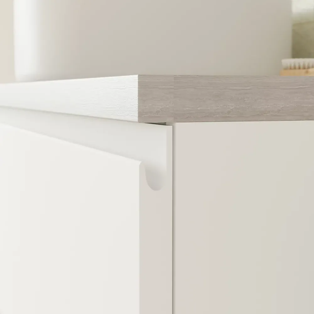 Meuble Sous-Vasque|GoodHome Meuble sous vasque 2 tiroirs avec poignées intégrées l.100 x H.60 x P.45 cm blanc mat Kentia