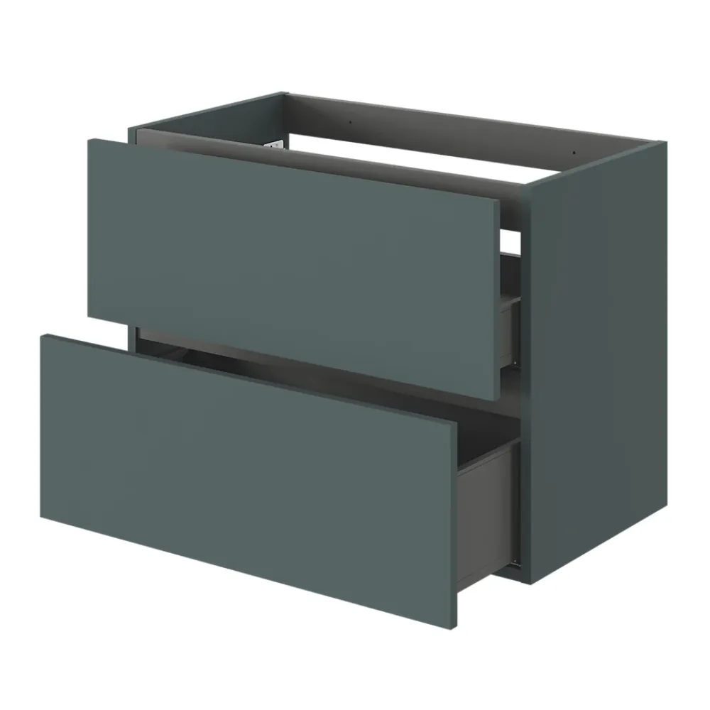 Meuble Sous-Vasque|GoodHome Meuble sous vasque 2 tiroirs sans poignées l.80 x H.60 x P.45 cm vert forêt Kentia
